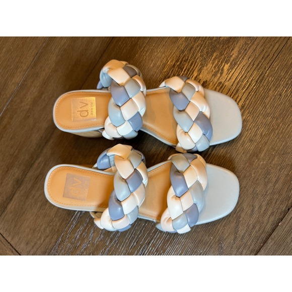 DV Dolce Vita Shoes - DV Dolce Vita Sully Sandals Womens 6.5 Blue Multi Braided Block Heel Slides